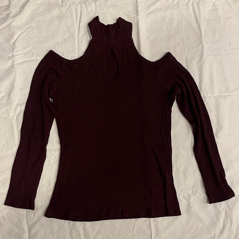 Active USA Burgundy Cold Shoulder Bodysuit